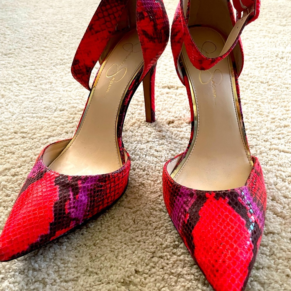 Red and Pink Python Print Heel